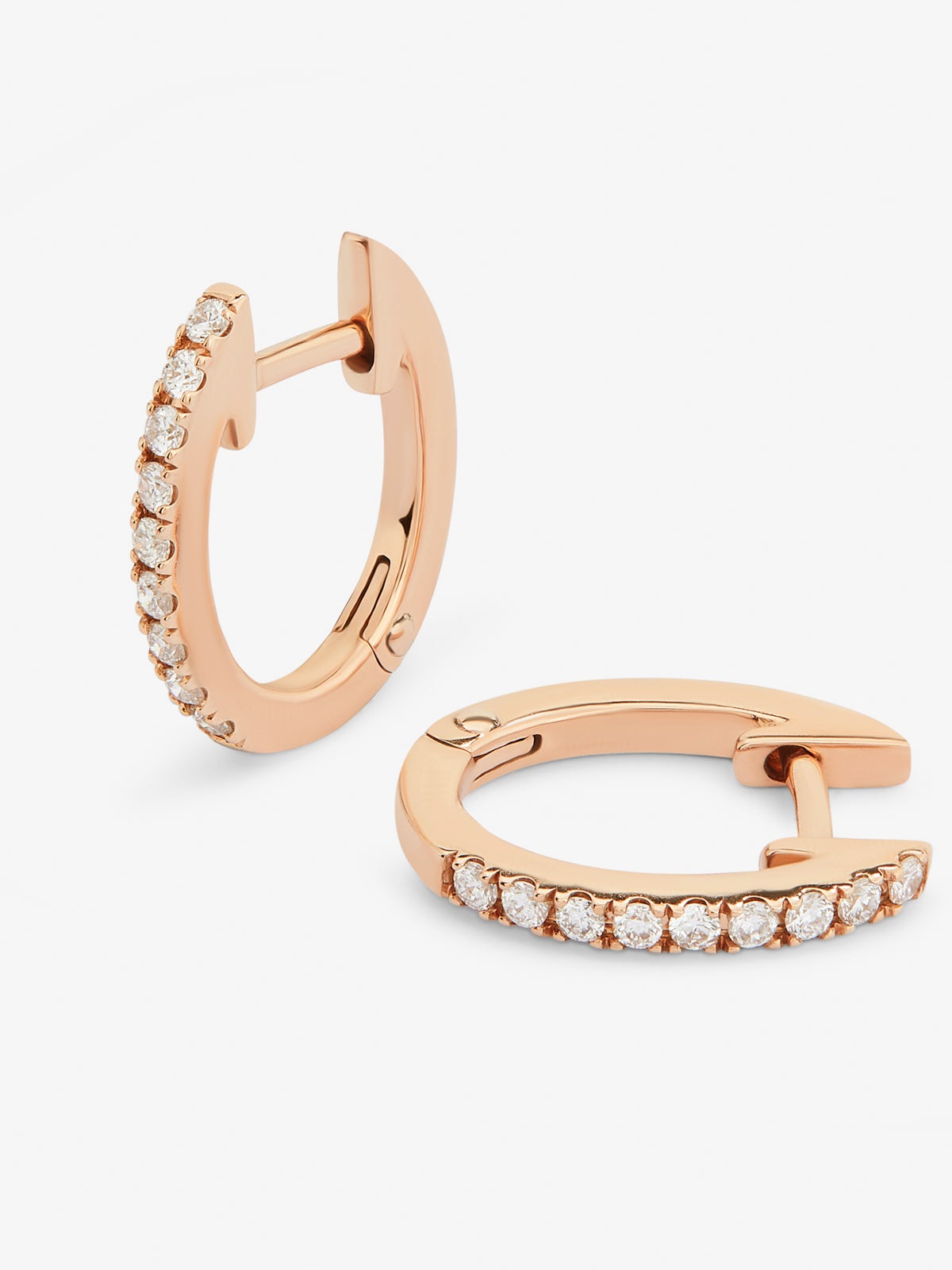 Pendientes aro de oro rosa de 18K con diamantes