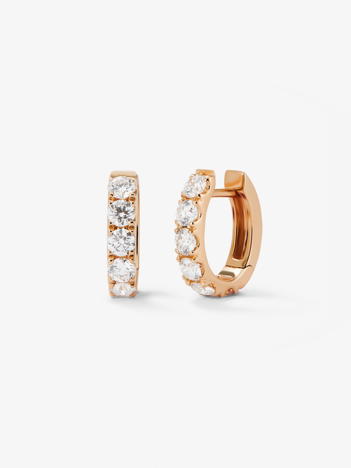Pendientes de aro de oro rosa de 18K con diamantes en talla brillante de 0,39 cts