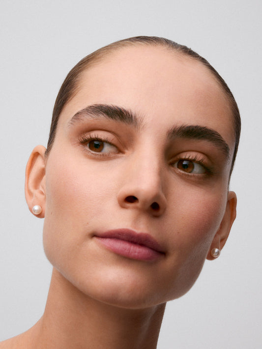 Pendientes de oro amarillo de 18K con 2 perlas de 6,5mm