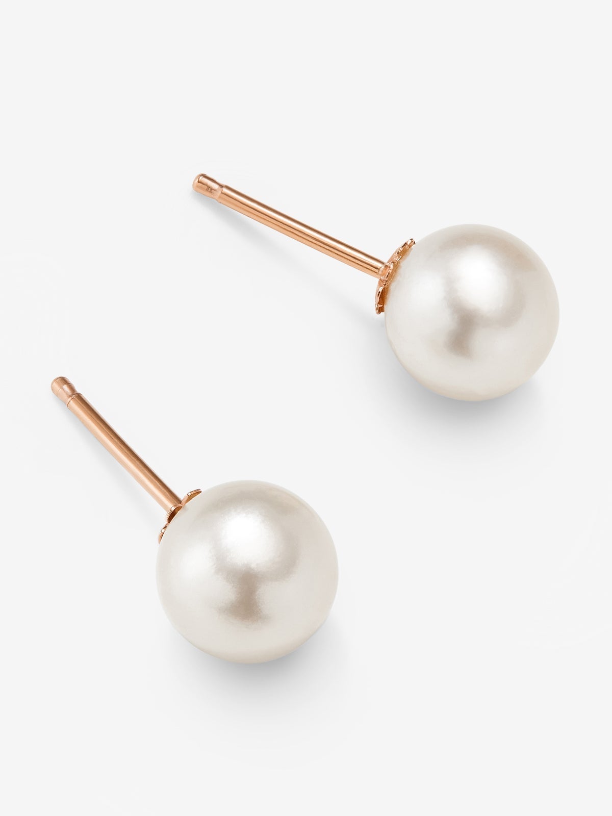 Pendiente de botón de oro rosa de 18k con perla australiana de 9 mm