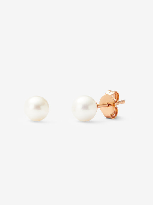 Pendientes de oro rosa de 18K con perlas de 9mm