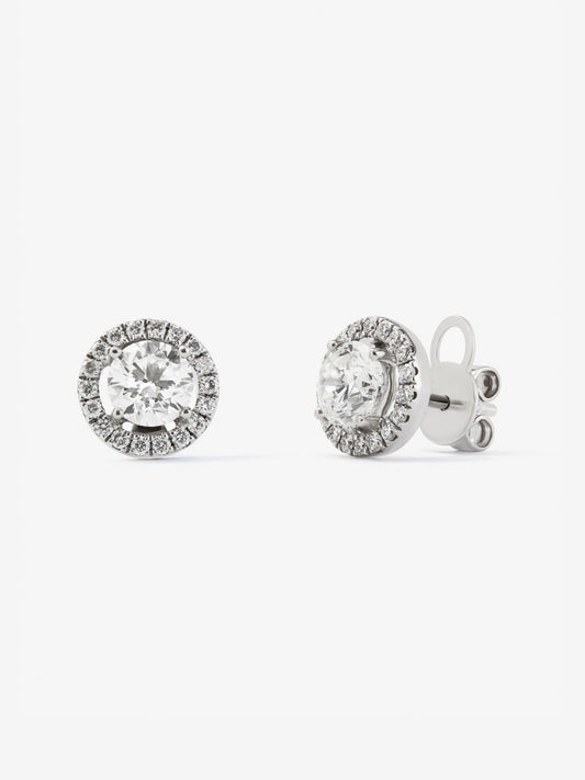Pendientes de oro blanco de 18K con diamantes en talla brillante de 1,4 cts