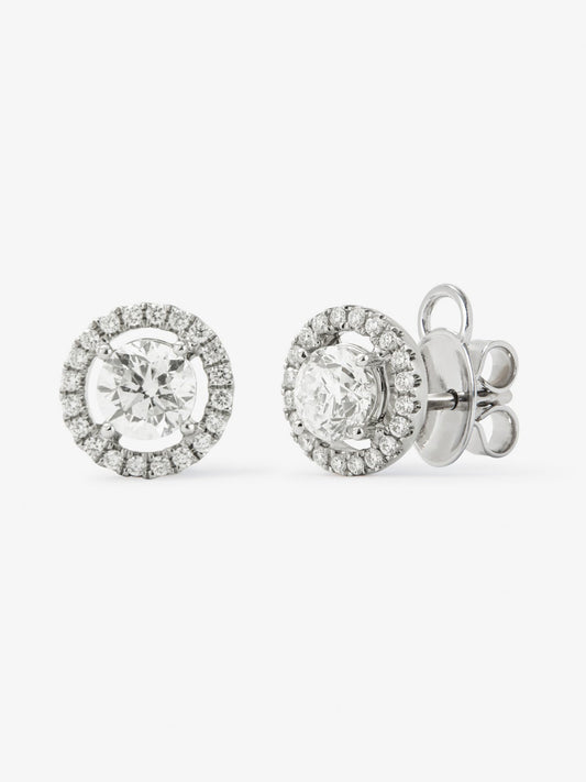 Pendientes de boton de oro blanco de 18K con diamantes