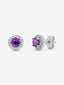 Pendientes de boton de oro blanco de 18K con amatista y diamante