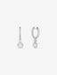 Pendientes aro colgante solitario con orla de oro blanco de 18K con diamantes