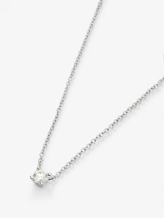 Colgante solitario de oro blanco de 18K con diamante en talla brillante de 0,1 cts