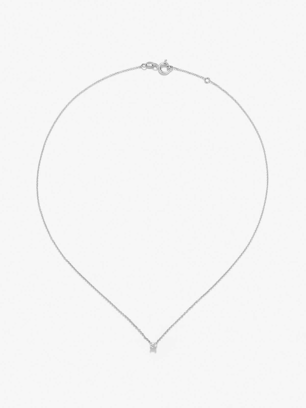 Colgante cadena de oro blanco de 18K con diamante solitario