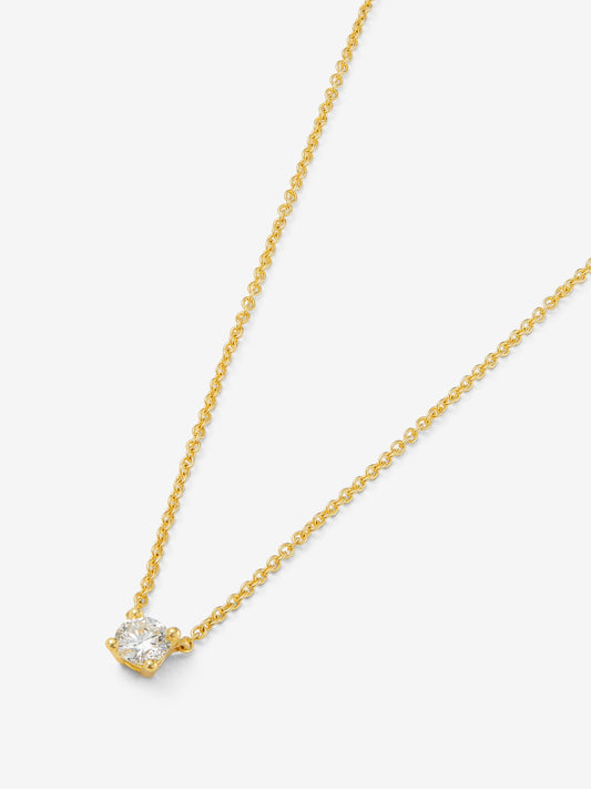 Colgante solitario de oro amarillo de 18K con diamante en talla brillante de 0,20 cts
