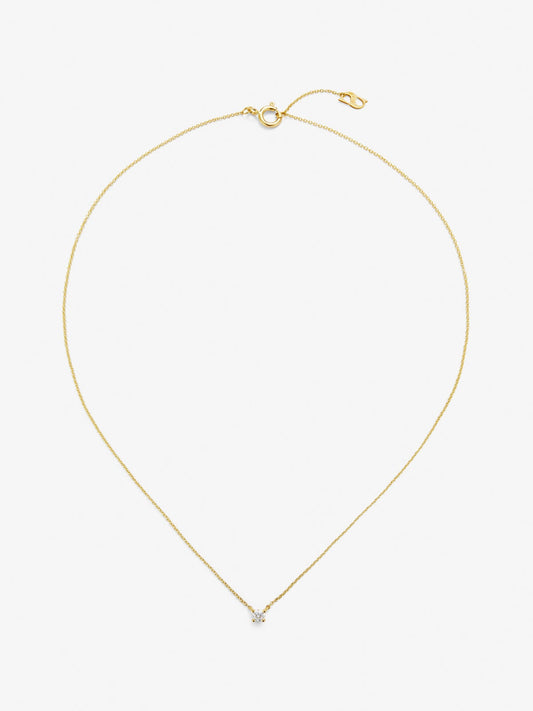 Collar de oro amarillo de 18K con diamante central en talla brillante de 0,25 cts