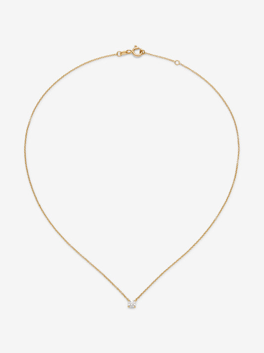 18K yellow gold necklace with a 0.30 ct brilliant-cut central diamond.