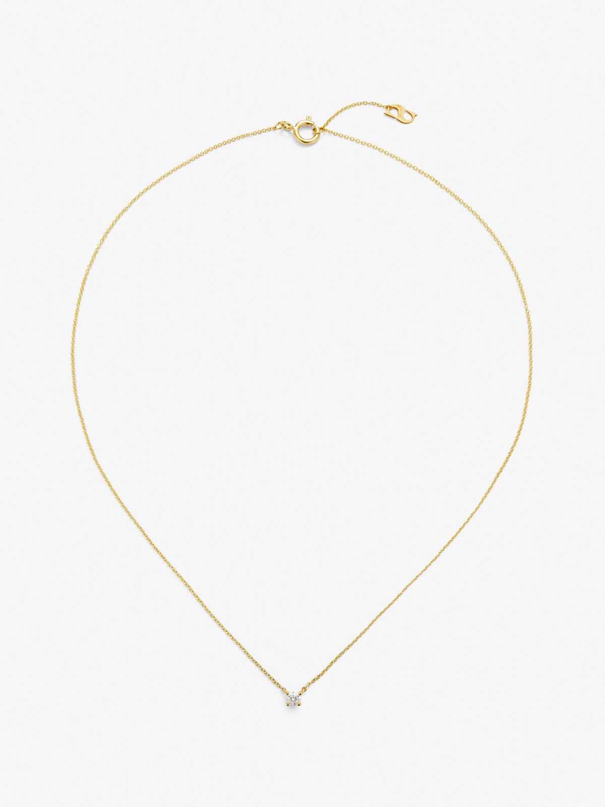 Colgante solitario de oro amarillo de 18K con diamante en talla brillante de 0,30 cts