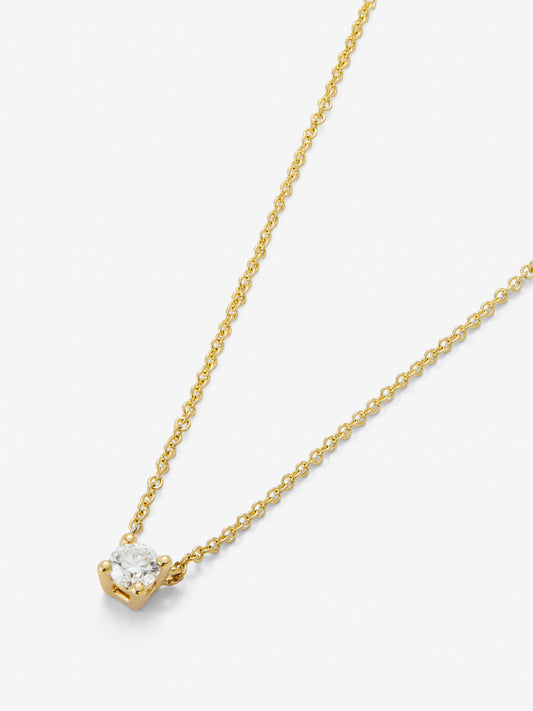 Collar de oro amarillo de 18K con diamante central en talla brillante de 0,25 cts