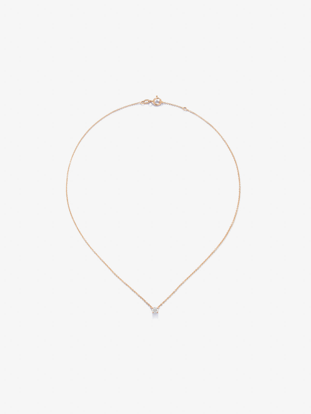 Colgante cadena de oro rosa de 18K con diamante solitario