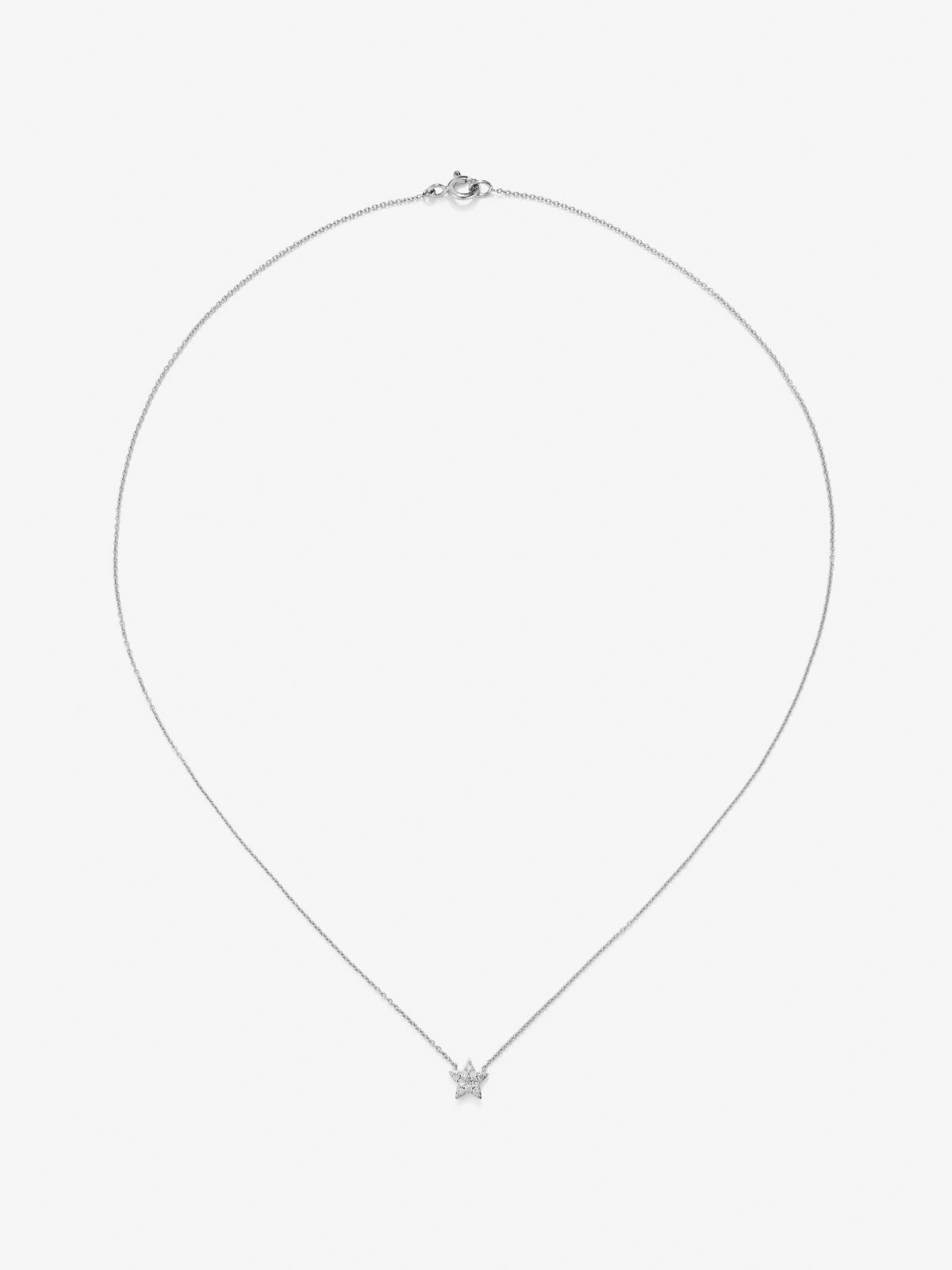 Colgante cadena estrella de oro blanco de 18K de diamantes en pavé