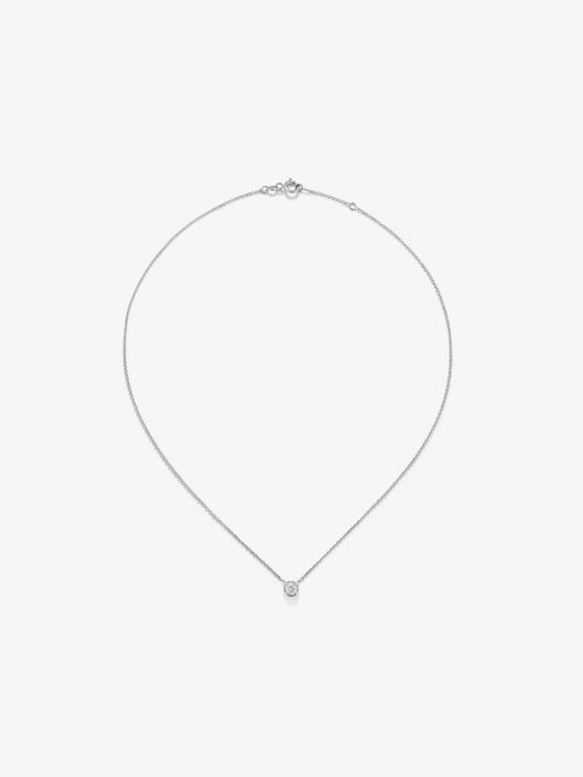 Colgante cadena de oro blanco de 18K con diamante solitario