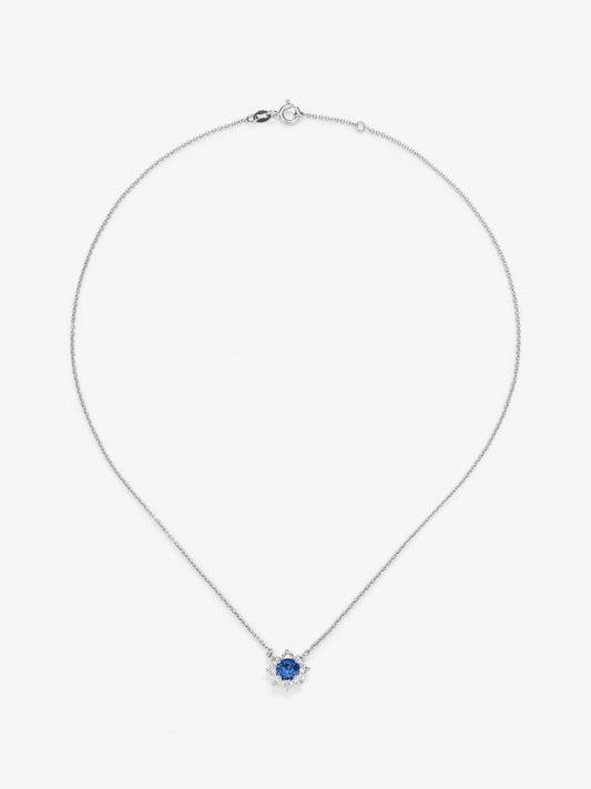 Pendientes de oro blanco con zafiro 