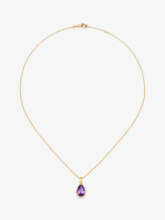 Colgante cadena de oro amarillo de 18K con amatista