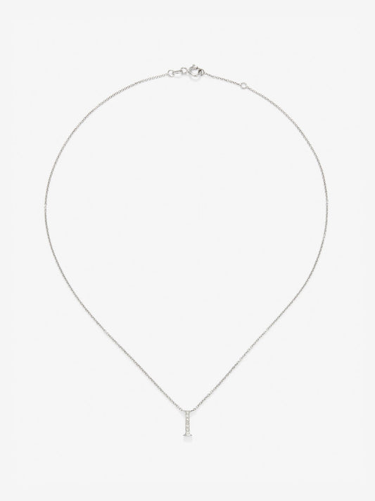 18K white gold pendant with I diamond pavé letter