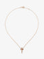Colgante cadena cruz de oro rosa de 18K con zafiro y diamante