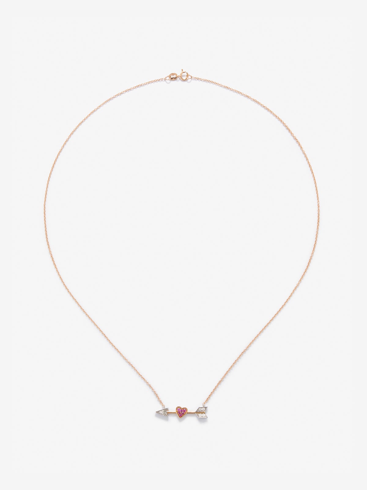 Colgante de oro rosa y oro blanco de 18kt con diamantes y zafiros