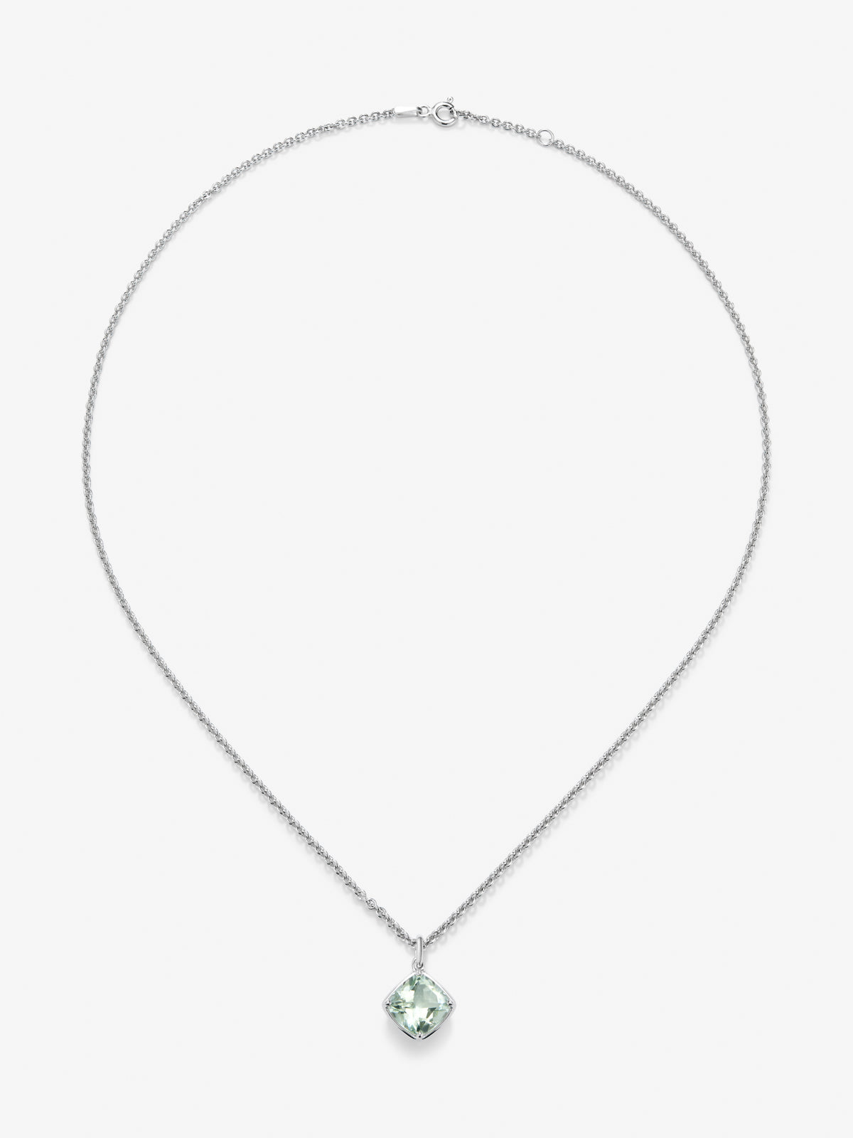 Colgante de plata 925 con amatista verde en talla cushion de 2,7 cts