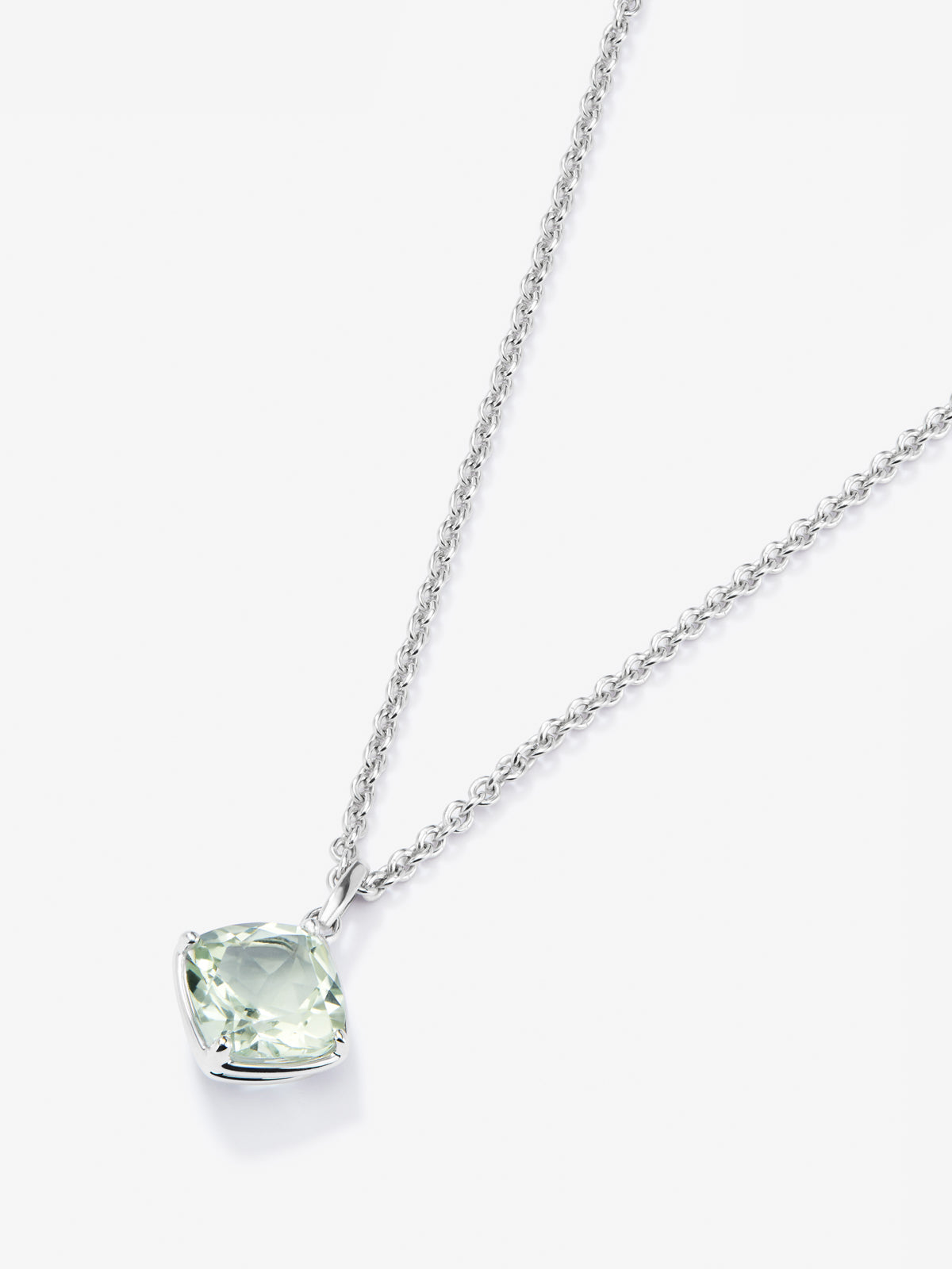 Colgante de plata 925 con amatista verde en talla cushion de 2,7 cts