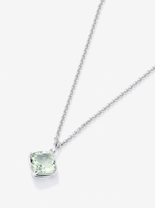 Colgante de plata 925 con amatista verde en talla cushion de 2,7 cts