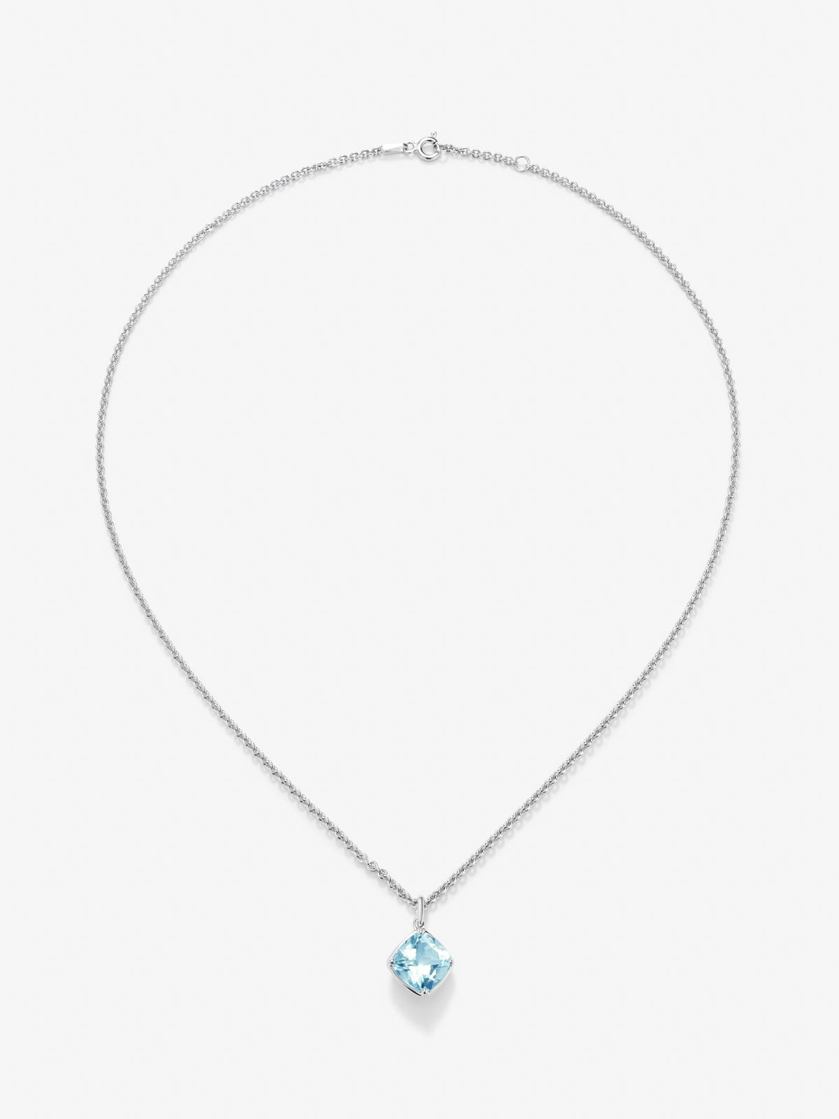 Colgante de plata 925 con topacio azul sky en talla cushion