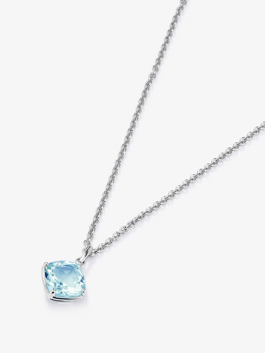 Colgante de plata 925 con topacio azul sky en talla cushion