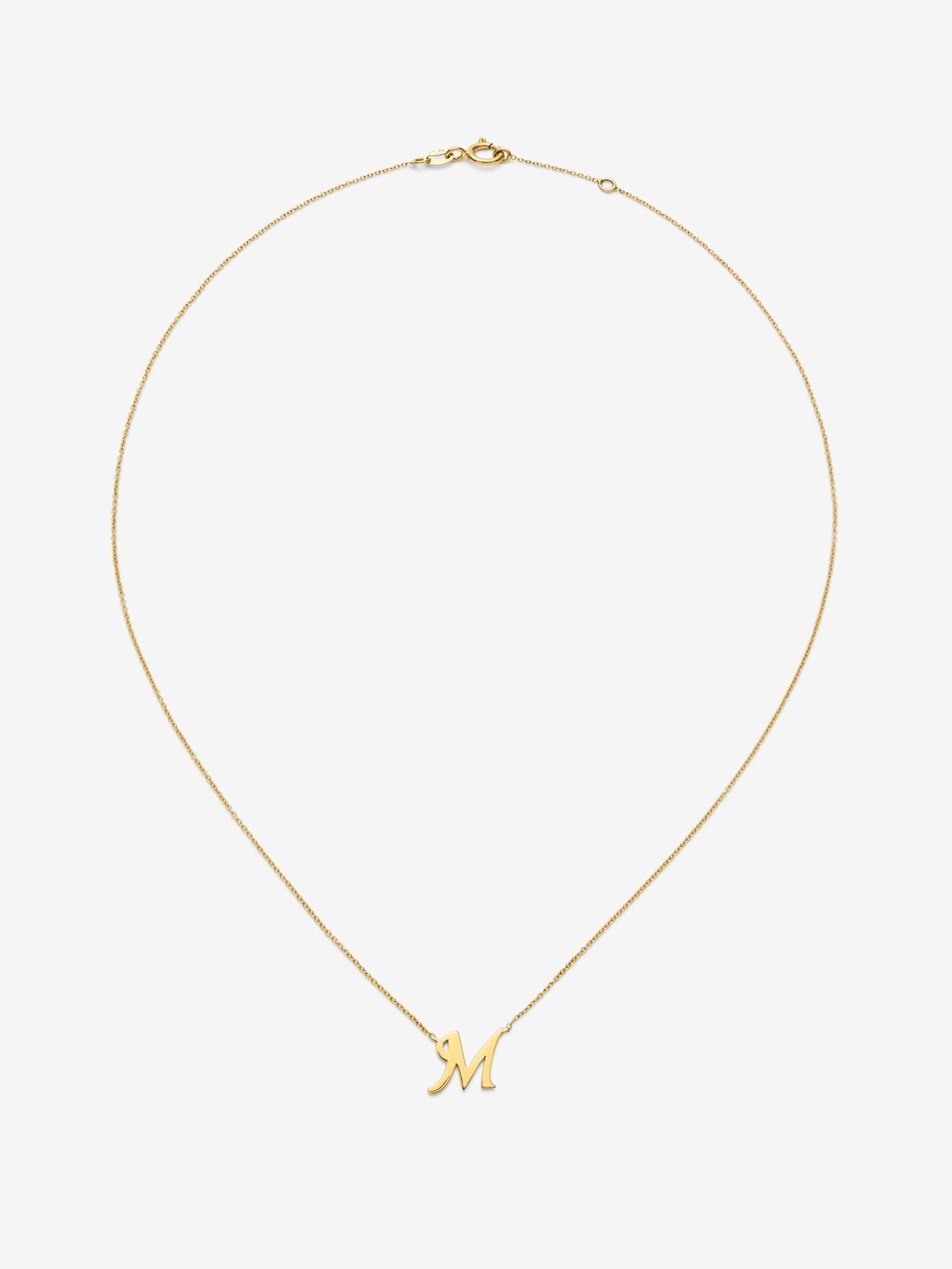 Colgante de oro amarillo de 18K con letra M