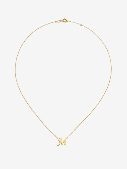 Colgante de oro amarillo de 18K con letra M