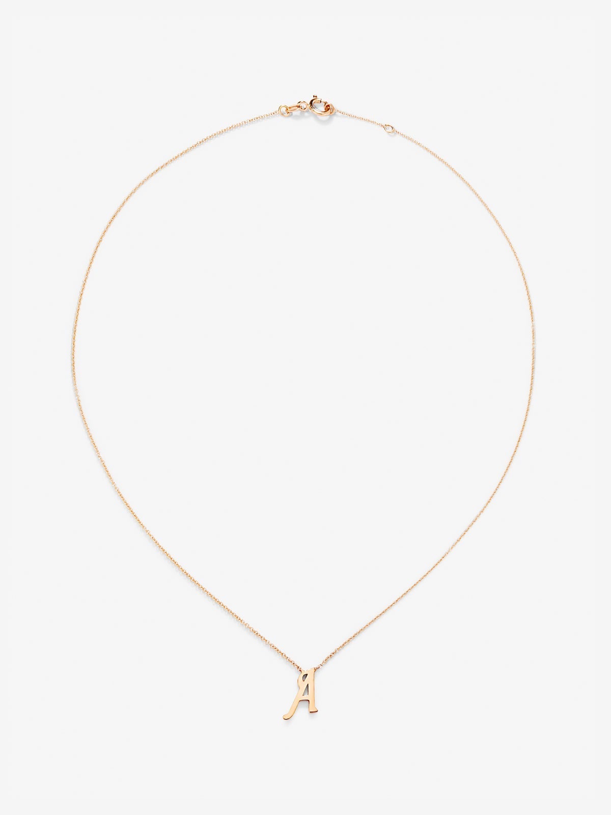 Colgante cadena con inicial a de oro rosa de 18K