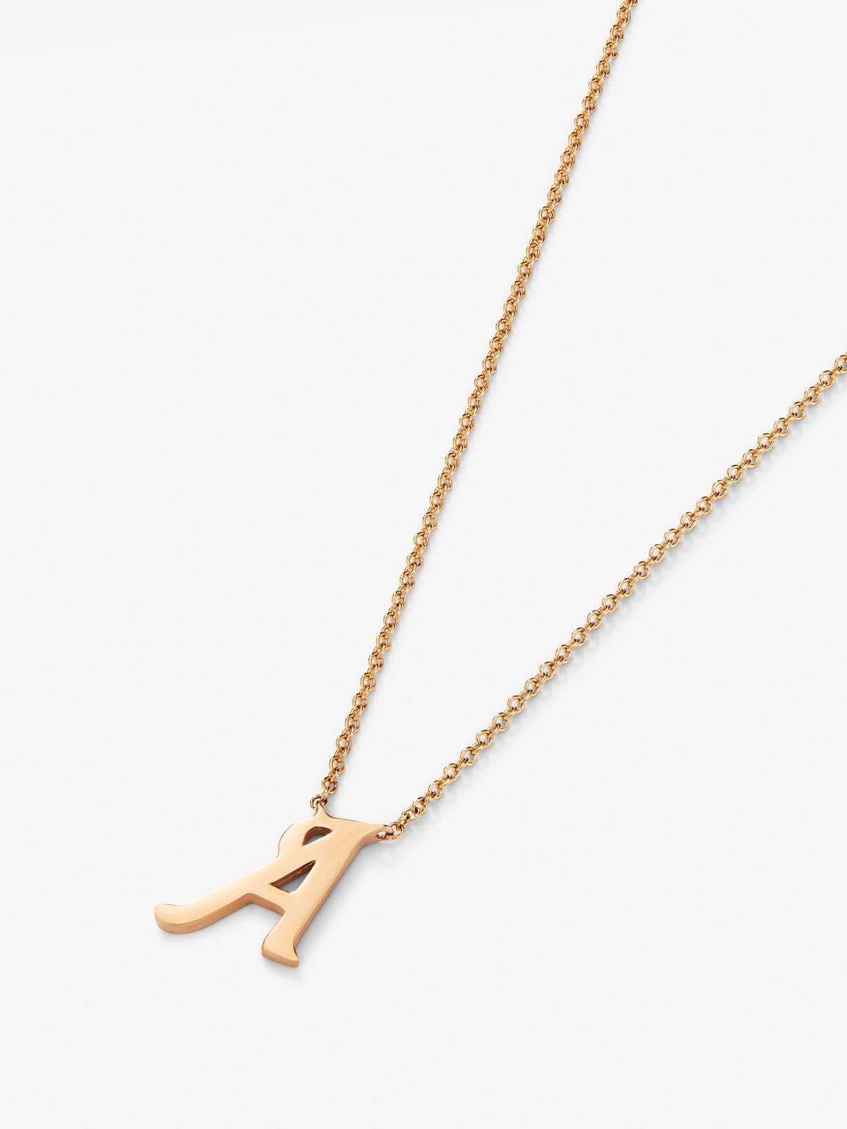 Colgante cadena con inicial a de oro rosa de 18K
