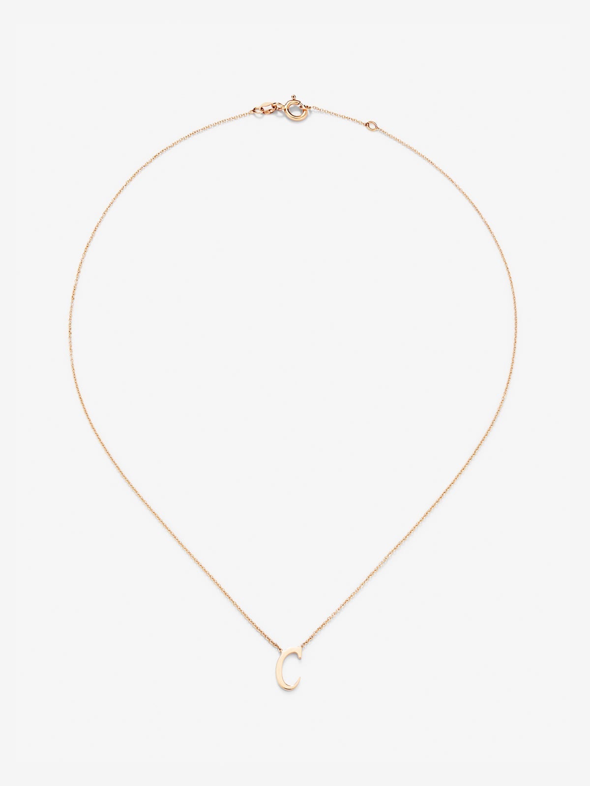 Colgante cadena con inicial c de oro rosa de 18K