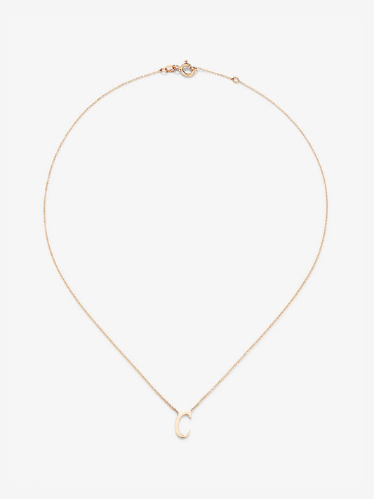 Colgante cadena con inicial c de oro rosa de 18K