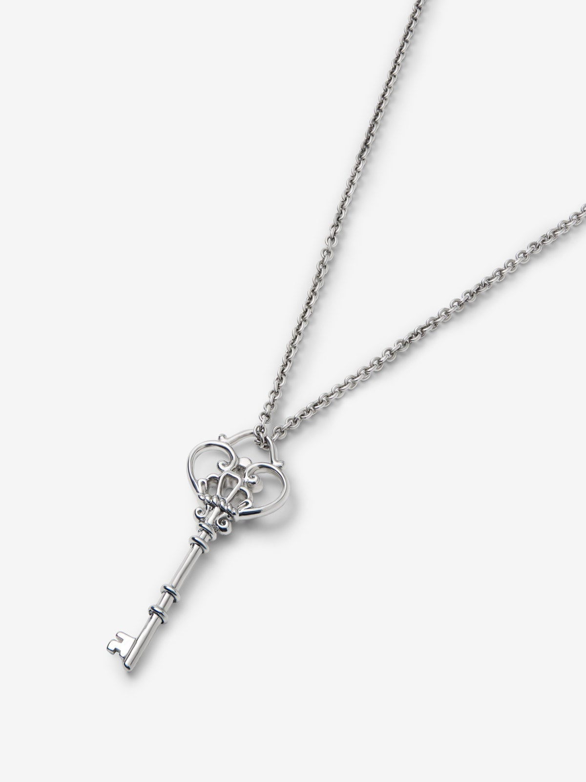 Colgante cadena llave de plata 925 con 3 diamantes en talla brillante de 0,05 cts