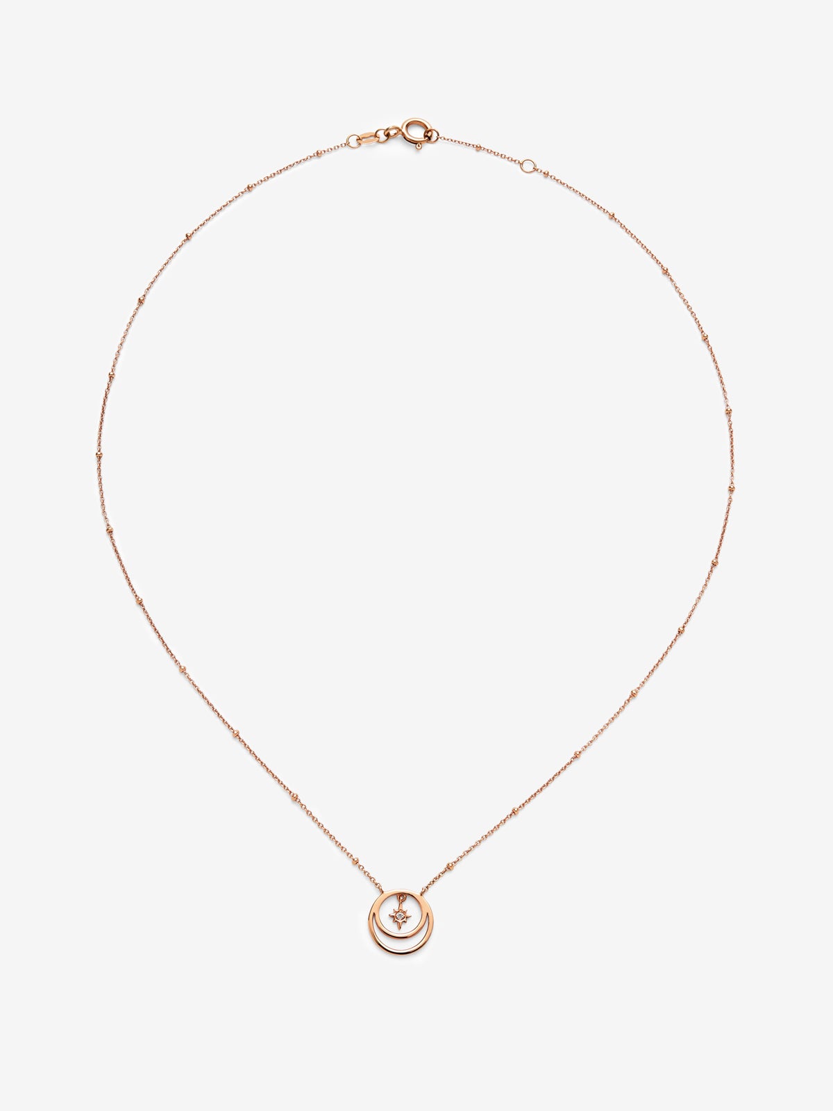 Colgante de oro rosa de 18K con diamante en talla brillante con un total de 0,01 cts