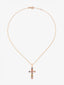 Colgante cadena cruz de oro rosa de 18K con zafiro