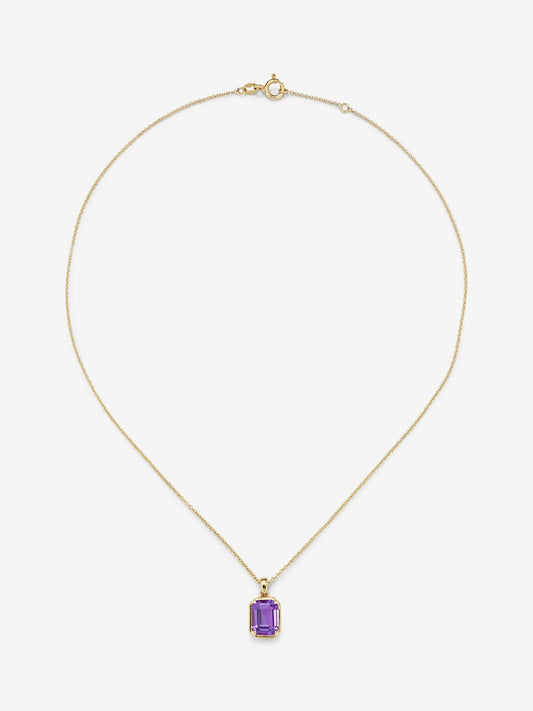 Colgante cadena de oro amarillo de 18K con amatista