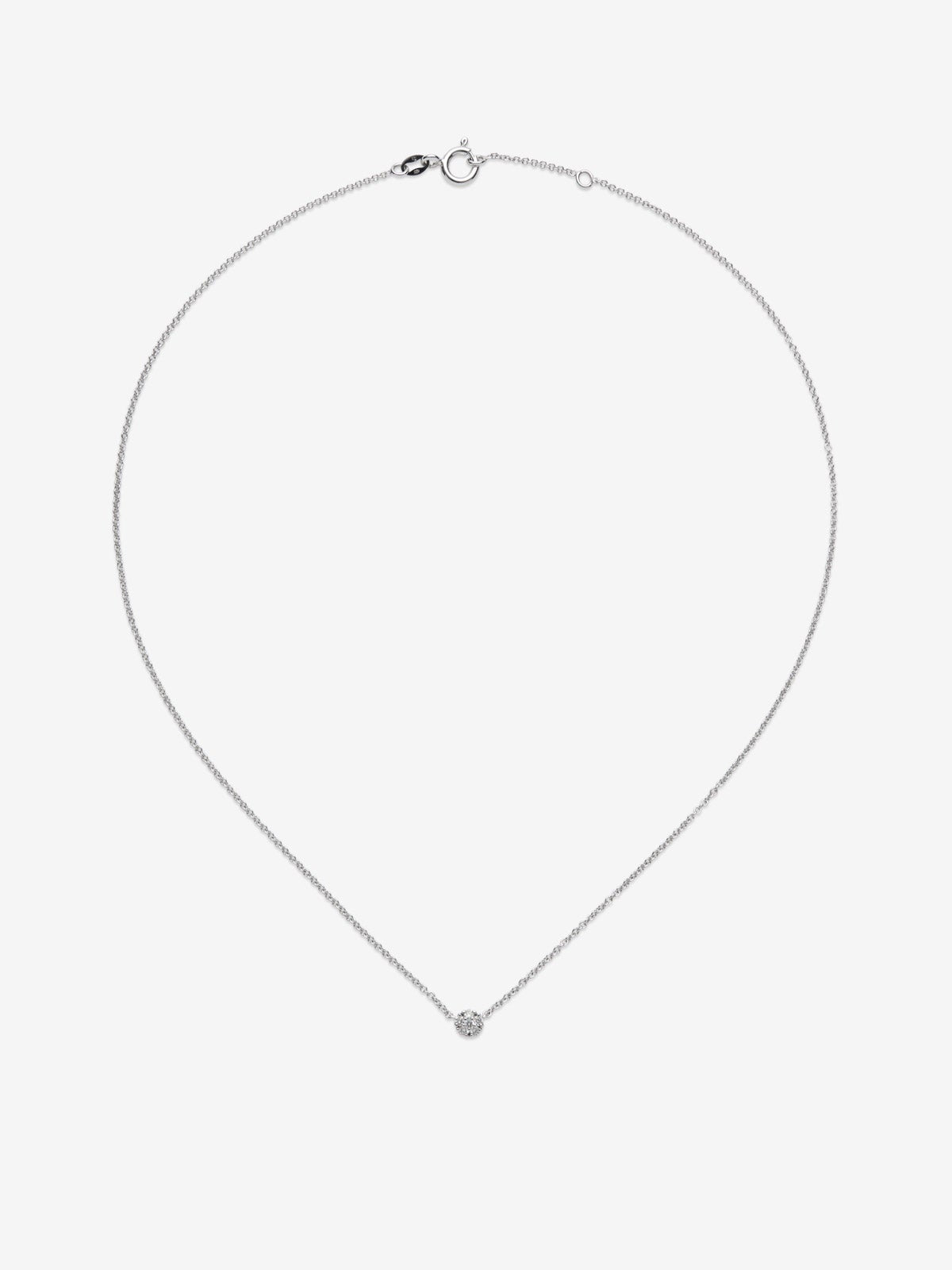 Colgante de oro blanco de 18K con 6 diamantes en talla brillante con un total de 0,08 cts