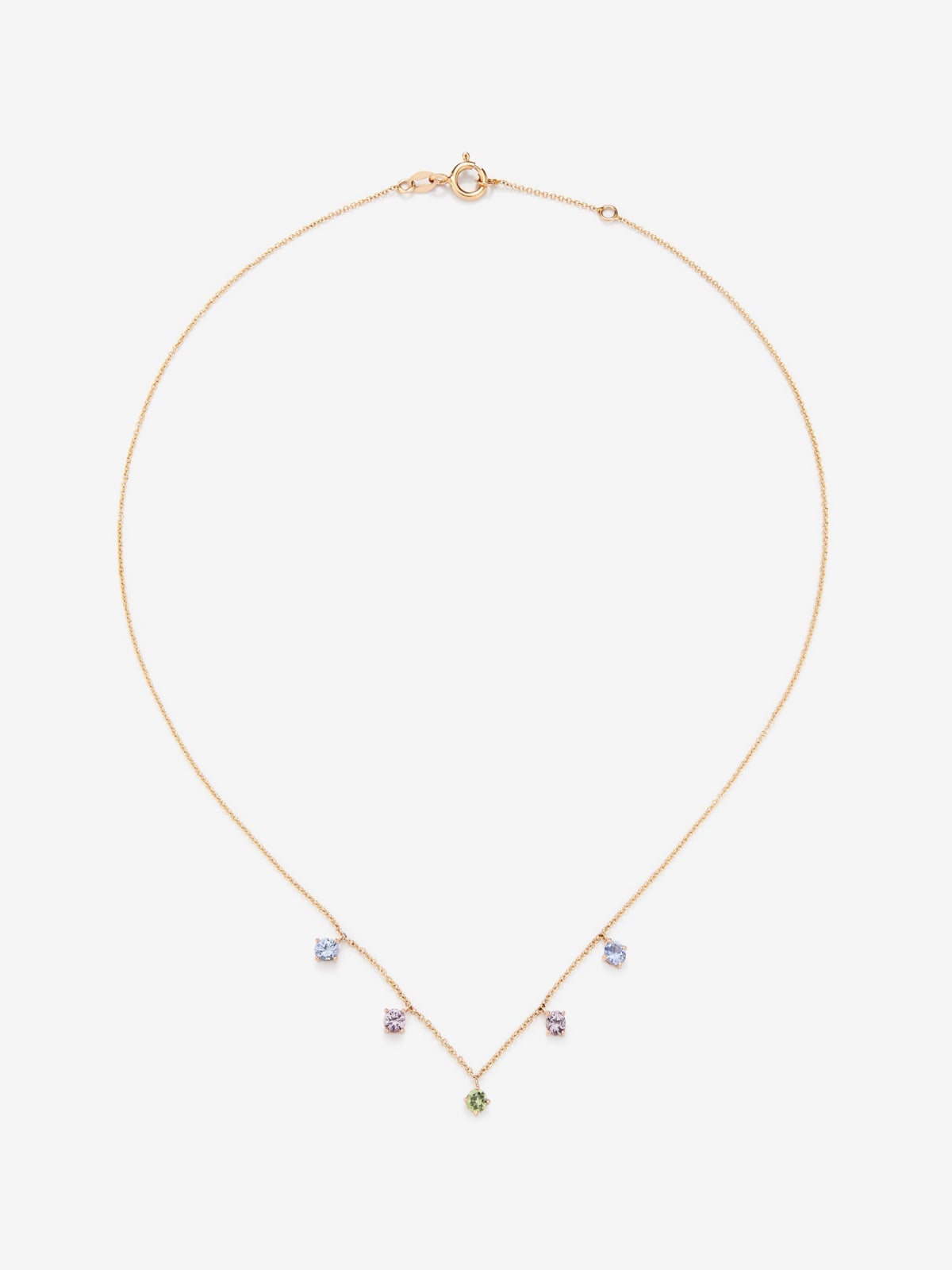 Colgante cadena de oro rosa de 18K y zafiro multicolor