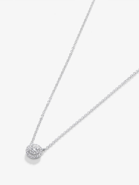 Colgante de oro blanco de 18K con perla akoya de 8,5mm y diamantes en talla brillante de 0,1 cts