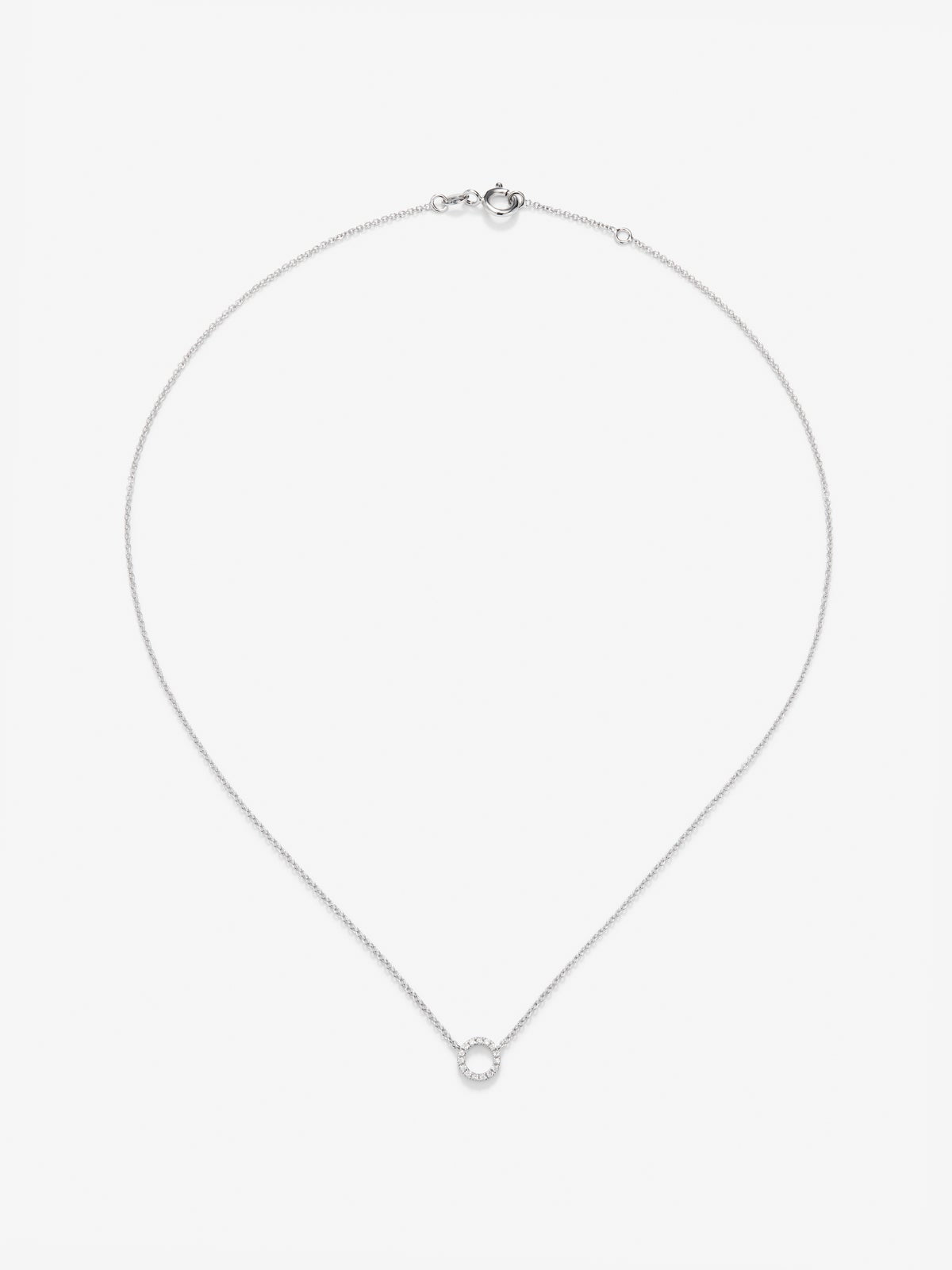 Colgante cadena círculo de oro blanco de 18K y diamantes