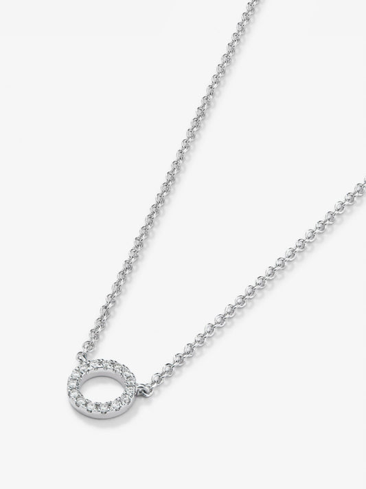 Colgante cadena círculo de oro blanco de 18K y diamantes