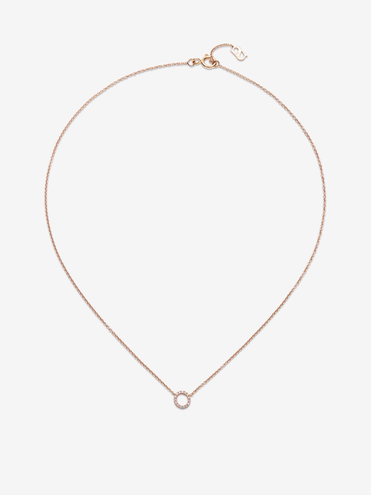 Colgante de oro rosa de 18K con diamantes en talla brillante con un total de 0,05 cts