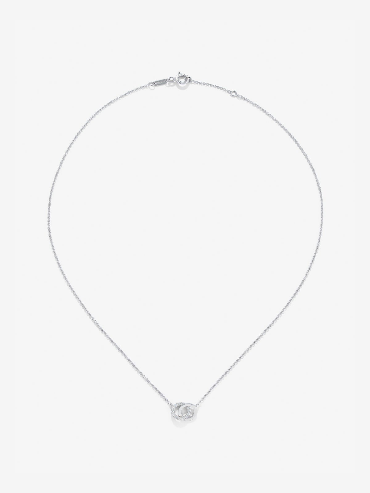 Colgante cadena círculos de oro blanco de 18K y diamantes