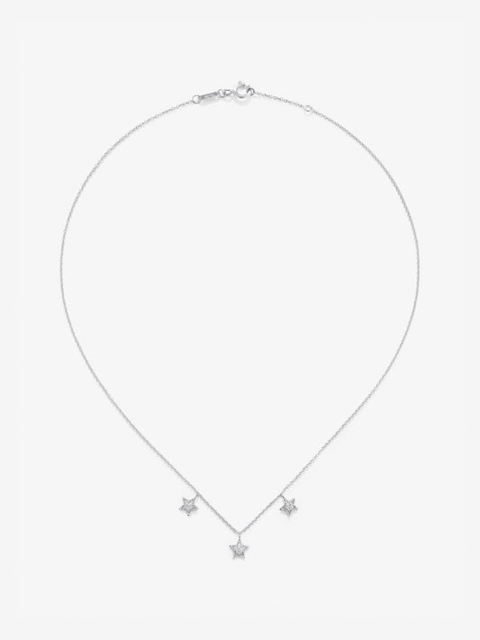 Colgante de oro blanco de 18K con 3 diamantes en talla brillante con un total de 0,2 cts