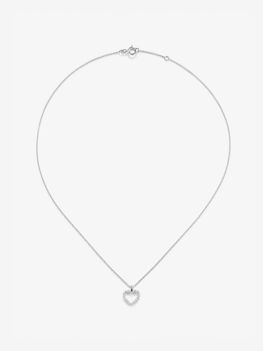 Colgante corazón de oro blanco de 18kt con diamantes de 0,22cts
