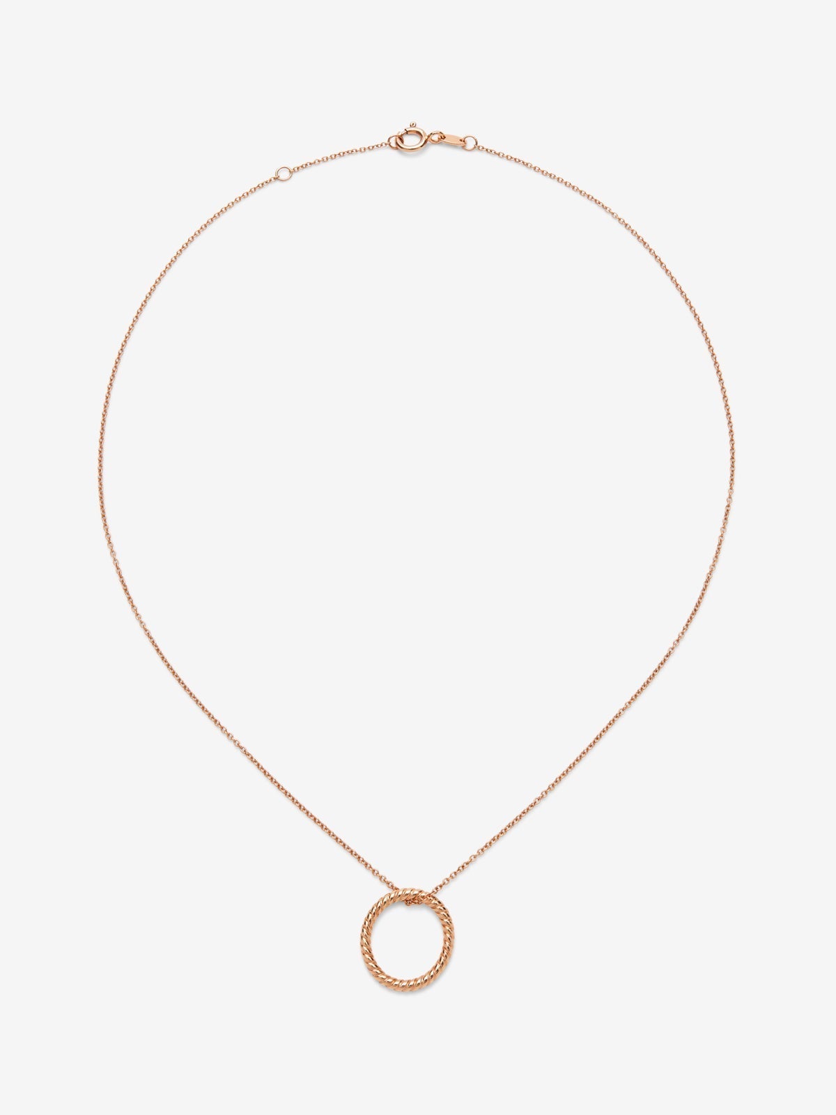 Colgante círculo gallonado de oro rosa de 18kt