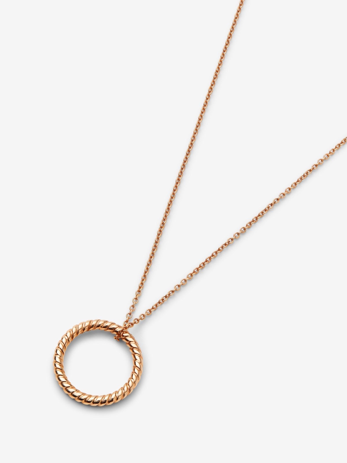 Colgante círculo gallonado de oro rosa de 18kt